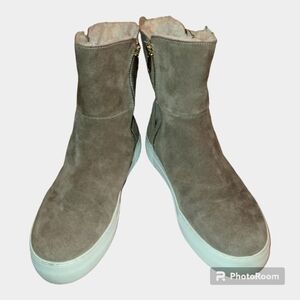 J Slides* Suede Leather Booties* Faux Shearling Lining* Taupe* Sz 9